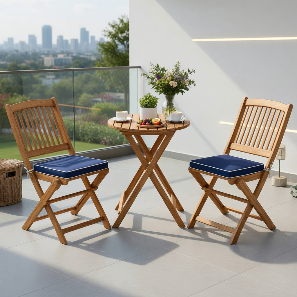 Topcobe 3 Pieces Acacia Wood Patio Folding Bistro Set with Soft ...