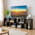 thumbnail image 1 of Topcobe 3 Pieces Adjustable TV Stand for TVs up to 65 Inch with Shelves, Modern Mid Century Entertainment Center with Storage-Mixed Black, 1 of 11