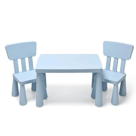 Topcobe 3 Pieces Toddler Multi Activity Play Dining Study Kids Table and Chair Set, Toddler Chair and Table Set-Blue