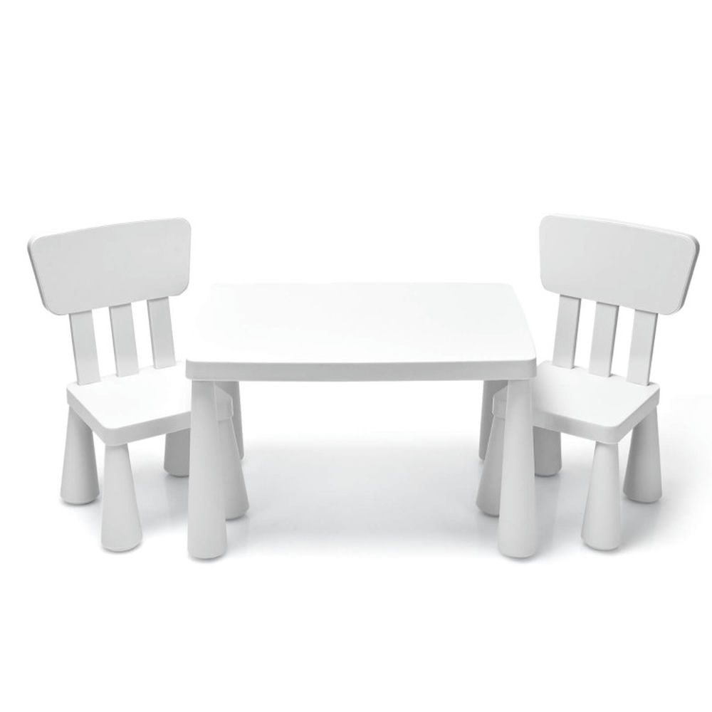 Topcobe 3 Pieces Toddler Multi Activity Play Dining Study Kids Table and Chair Set, Toddler Chair and Table Set-White Topcobe 3 Pieces Toddler Multi Activity Play Dining Study Kids Table and Chair Set, Toddler Chair and Table Set-White