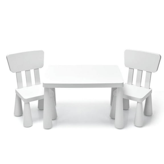 Topcobe 3 Pieces Toddler Multi Activity Play Dining Study Kids Table and Chair Set, Toddler Chair and Table Set-White
