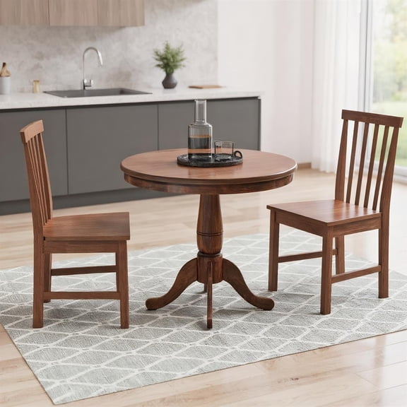 Topcobe 3 Pieces Wooden Dining Table and Chair Set for Cafe Kitchen Living Room, Living Dining Room Furniture Set