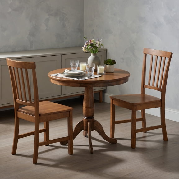 Topcobe 3 Pieces Wooden Dining Table and Chair Set for Cafe Kitchen Living Room, Living Dining Room Furniture Set
