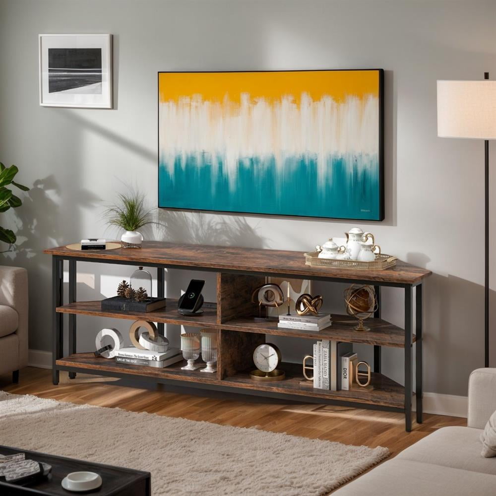 Topcobe 3-Tier Corner TV Stand for TVs up to 65" with Charging Station, Living Room TV Stand with Storage, Corner Entertainment Center, Brown Topcobe 3-Tier Corner TV Stand for TVs up to 65" with Charging Station, Living Room TV Stand with Storage, Corner Entertainment Center, Brown