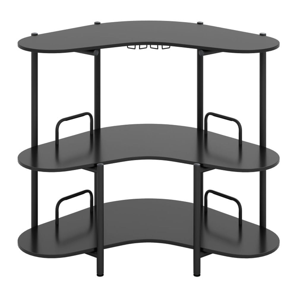 Tables For Racks Topcobe 3-Tier Liquor Bar Table with Stemware Racks and Storage Shelves ...