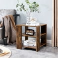 thumbnail image 1 of Topcobe 3 Tier MDF Square Side Table, Modern Design Tea End Table for Bedroom Living Room, Rustic Brown, 1 of 11