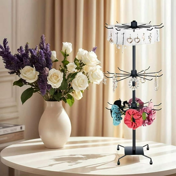Topcobe 3-Tier Rotating Showcase, Versatile Display Unit for Accessories, Socks, Hats, Toys, and Jewelry, Space-Saving Multi-Function Organizer