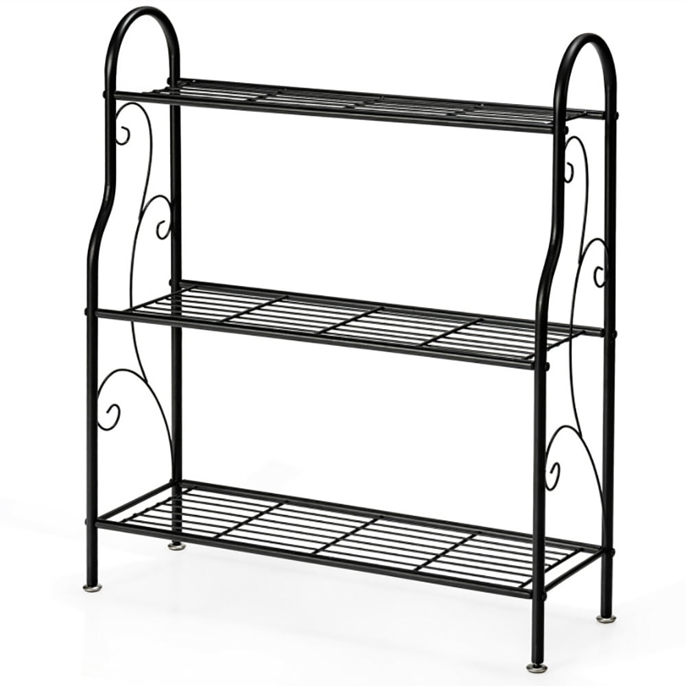 Topcobe 3-Tier Scrollwork Designed Metal Plant Stand, Multi Tier Plant Stand Indoor, Black Topcobe 3-Tier Scrollwork Designed Metal Plant Stand, Multi Tier Plant Stand Indoor, Black