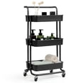 thumbnail image 1 of Topcobe 3-Tier Utility Cart Storage Rolling Cart with Casters, Portable Kitchen Island, Kitchen Carts on Wheels, Black, 1 of 10
