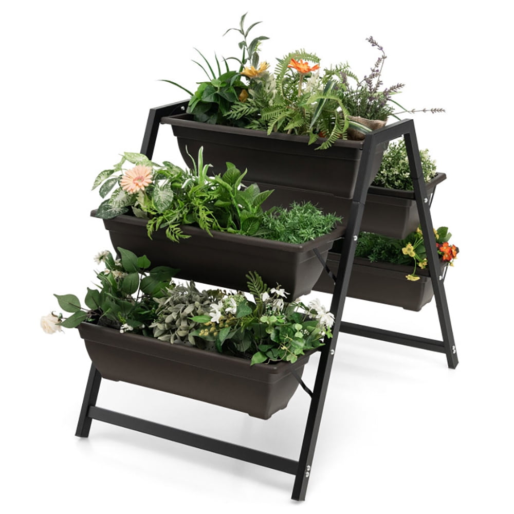 Topcobe 3-Tier Vertical Raised Garden Bed with 5 Plant Boxes, Vertical Garden Planter Outdoor