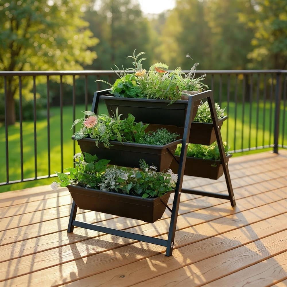 Topcobe 3-Tier Vertical Raised Garden Bed with 5 Plant Boxes, Vertical Garden Planter Outdoor