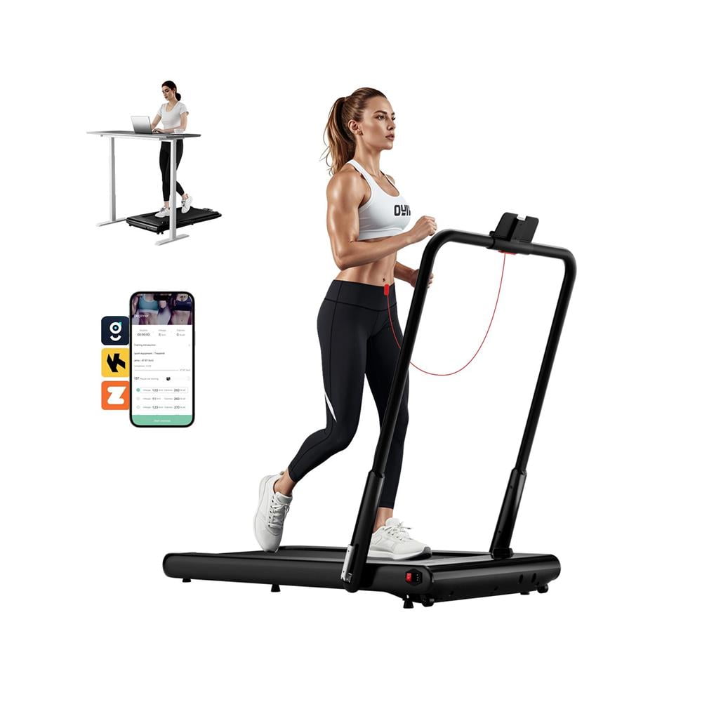 Topcobe 3-in-1 3HP Folding Treadmill with Smart Apps, Remote Control, and Speakers, Indoor Sports Equipment-Black
