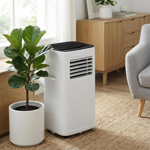 Topcobe 3-in-1 9000 BTU Air Conditioner with Dehumidifier and 24H Timer, Standing Fans for Home Office, Quiet Bladeless Floor Powerful Fan, White