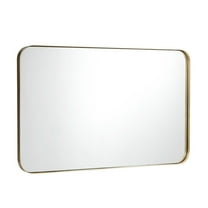 Topcobe 32" x 20" Metal Frame Wall-Mounted Rectangle Mirror, Bathroom Makeup Mirror-Golden