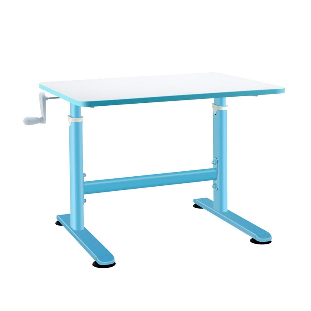 Topcobe 32 x 24 Inches Height Adjustable Desk with Hand Crank Adjusting for Kids, Children Study Table, Student Writing Desk, Blue