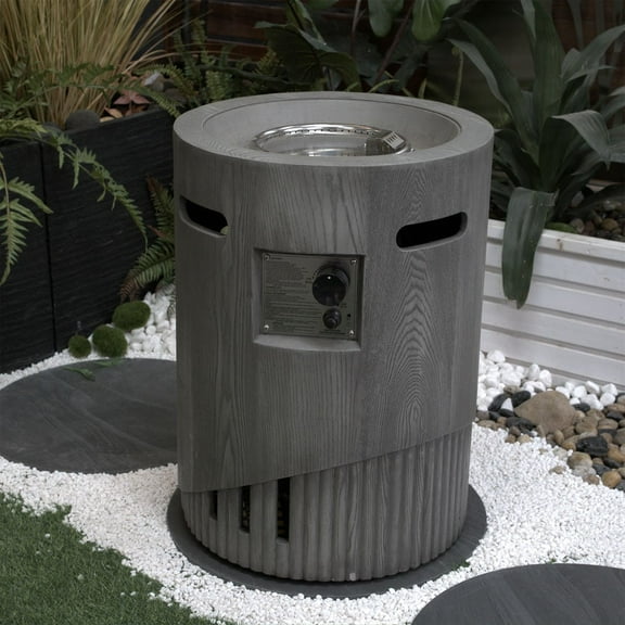 Topcobe 32000 BTU 20" Round Outdoor Gas Fire Pit, Contain 2.5kg Lava Stone and Rainproof Cover for Patio Garden Camping Backyard Picnic Bonfire