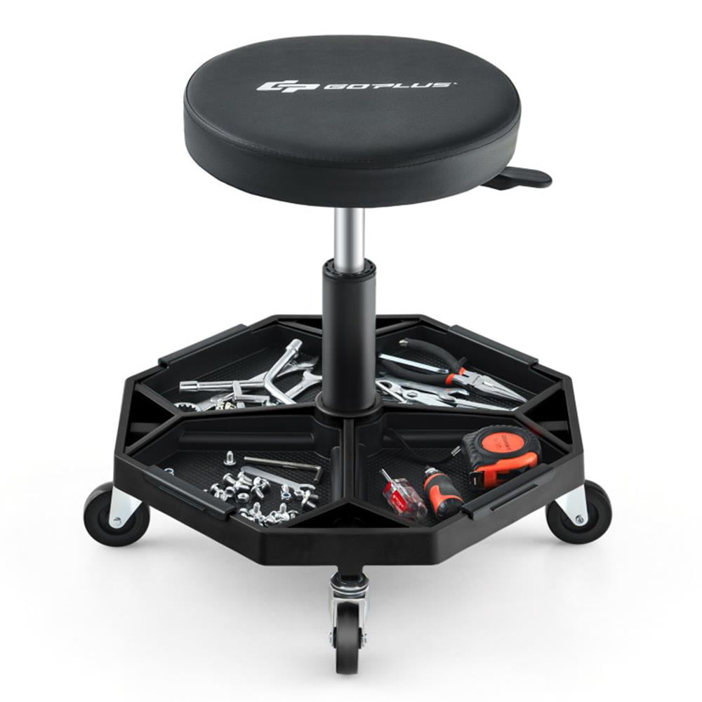 Topcobe 330 LBS Capacity Pneumatic Rolling Mechanic Stool with Padded Seat, Equipment for Studio-Black Topcobe 330 LBS Capacity Pneumatic Rolling Mechanic Stool with Padded Seat, Equipment for Studio-Black