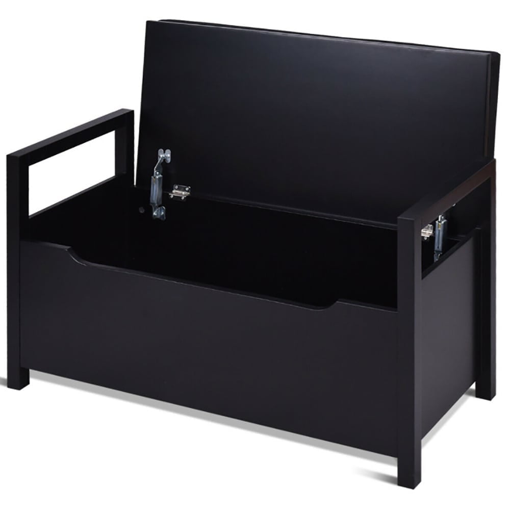Topcobe 34.5" x 15.5"  x 19.5" Shoe Storage Bench with Cushion Seat for Entryway, Shoe Rack Bench Shoe Organizer for Entryway, Living Room, Black