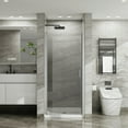 thumbnail image 1 of Topcobe 34 In. X 72 In. Pivot Shower Door, 1/4 Inch Thick Tempered Glass Swing Shower Door in Chrome Finish, Semi-Frameless Design, Glass Shower Door, Walk In Shower Kit, Bathroom Glass Door, 1 of 6