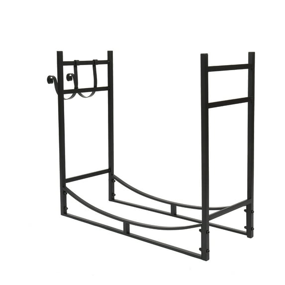 Topcobe 36" Firewood Log Storage Rack Accessory and Tools for Indoor/Outdoor Fire Pit, Heavy-Duty Steel Outdoor Log Holder