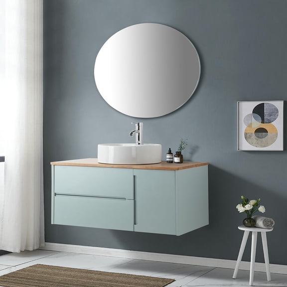 Topcobe 36-Inch Double Drawer + Single Door Wall-Mounted Bathroom Vanity, Modern Minimalist Design, Bathroom Sink Vanity, Modern Furniture for Bathroom