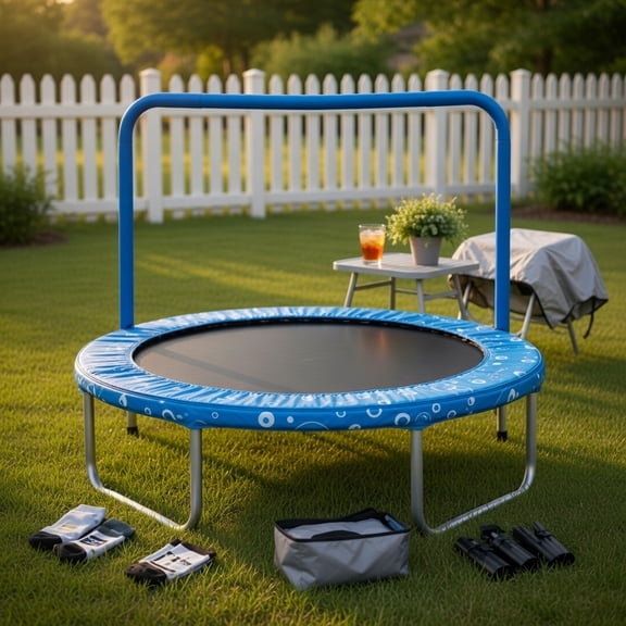 Topcobe 36 Inch Kids Trampoline Mini Rebounder with Full Covered Handrail, Outdoor Kids Trampoline, Blue