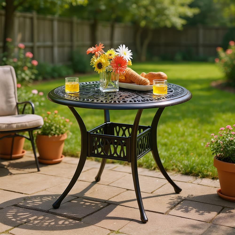 Topcobe 36" Patio Round Dining Bistro Table with Umbrella Hole, Outdoor ...