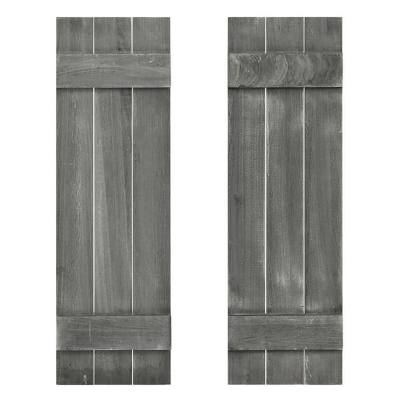 Topcobe 36 x 11 Inch Farmhouse Paulownia Wood Window Shutters Set of 2 for Windows, Indoor Decor for Home-Dark Gray