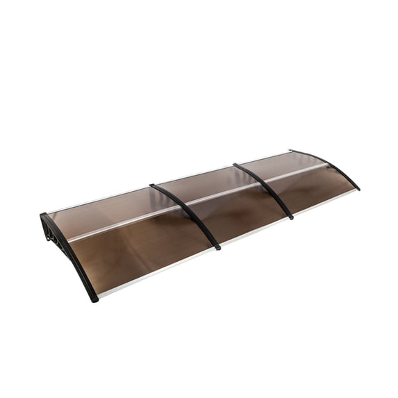 Topcobe 39.37" x 37.79" Outdoor Front Door Patio Rain Cover, Outdoor Front Door Window Awning, Patio Eaves Canopy PC Cover UV Rain Snow Protection, Brown Board Black Holder