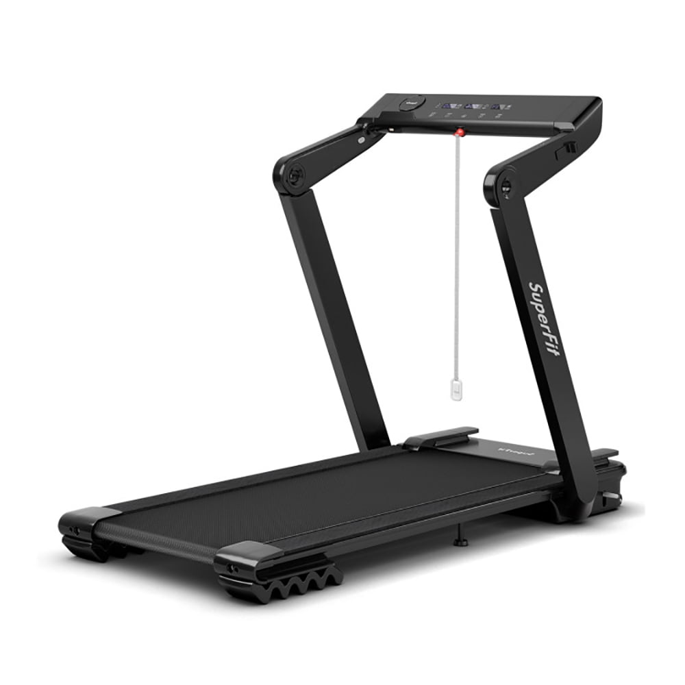 Topcobe 4.0HP Foldable Electric Treadmill Jogging Machine with Speaker LED, Indoor Fitness Equipment, Modern Sports Equipment-Black