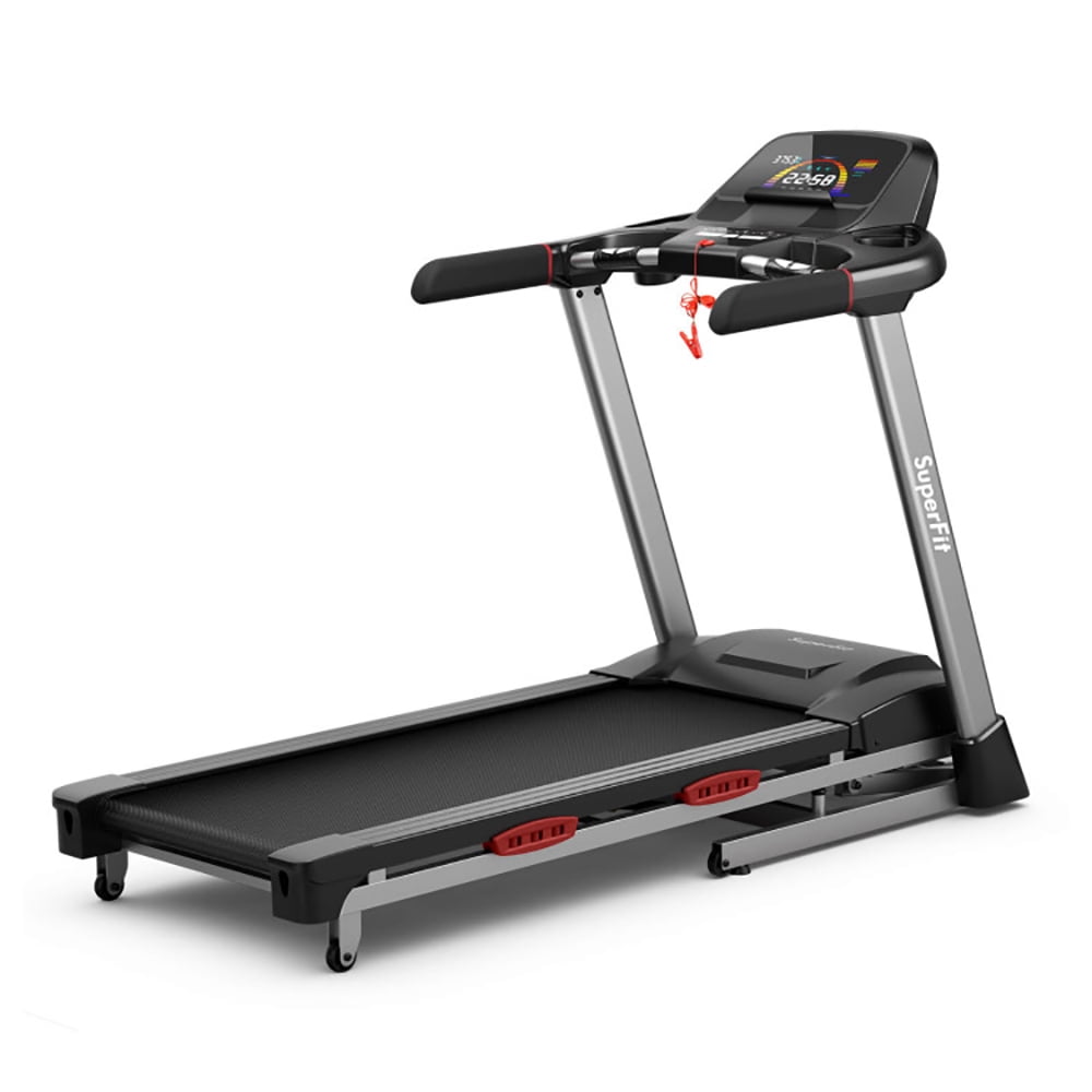 Topcobe 4.75 HP Folding Treadmill with Auto Incline and 20 Preset Programs, Smart Digital Folding Treadmill, Electric Foldable Exercise Fitness Machine, Black