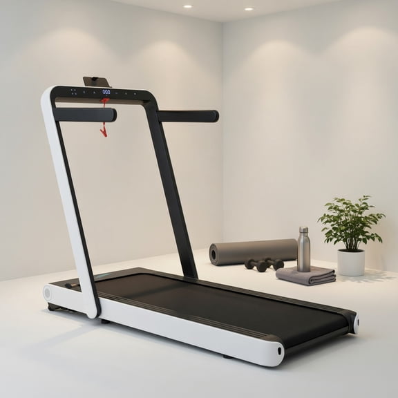 Topcobe 4.75HP 2 In 1 Folding Treadmill with Remote APP Control, Indoor Fitness Equipment, Modern Sports Equipment-White