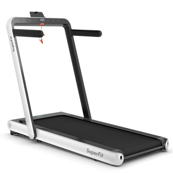 Topcobe 4.75HP 2 In 1 Folding Treadmill with Remote APP Control, Indoor Fitness Equipment, Modern Sports Equipment-White
