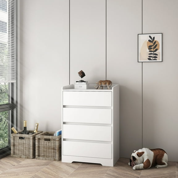Topcobe 4-Drawer Elegant Freestanding Dresser in White