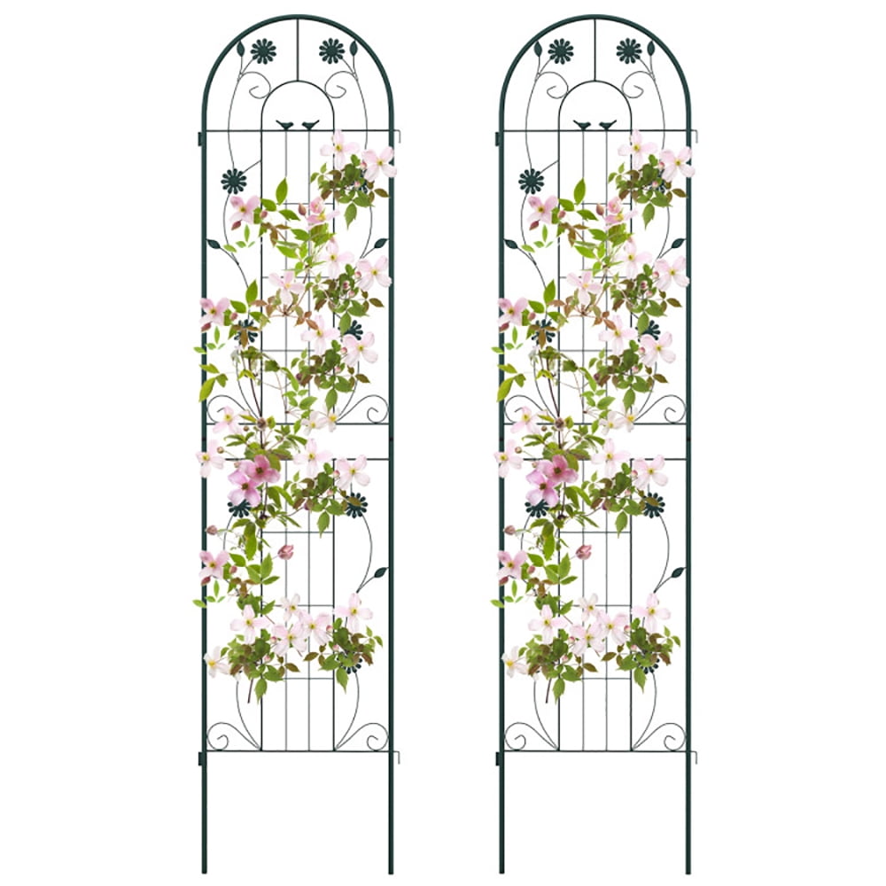 Topcobe 4 Pack 71 x 20 Inch Metal Garden Trellis for Climbing Plants, Plant Support Climbing Vines and Flowers Stands Vegetables Patio Metal Lattices Grid Panels for Ivy Cucumbers, Green