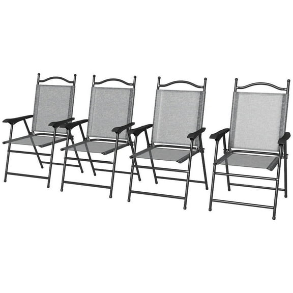 Topcobe 4-Piece Portable Outdoor Lounge Chairs, Comfortable Mesh Seating for Adults, Aluminum Frame, Easy-Fold Design, Gray for Patio, Camping, and Yard