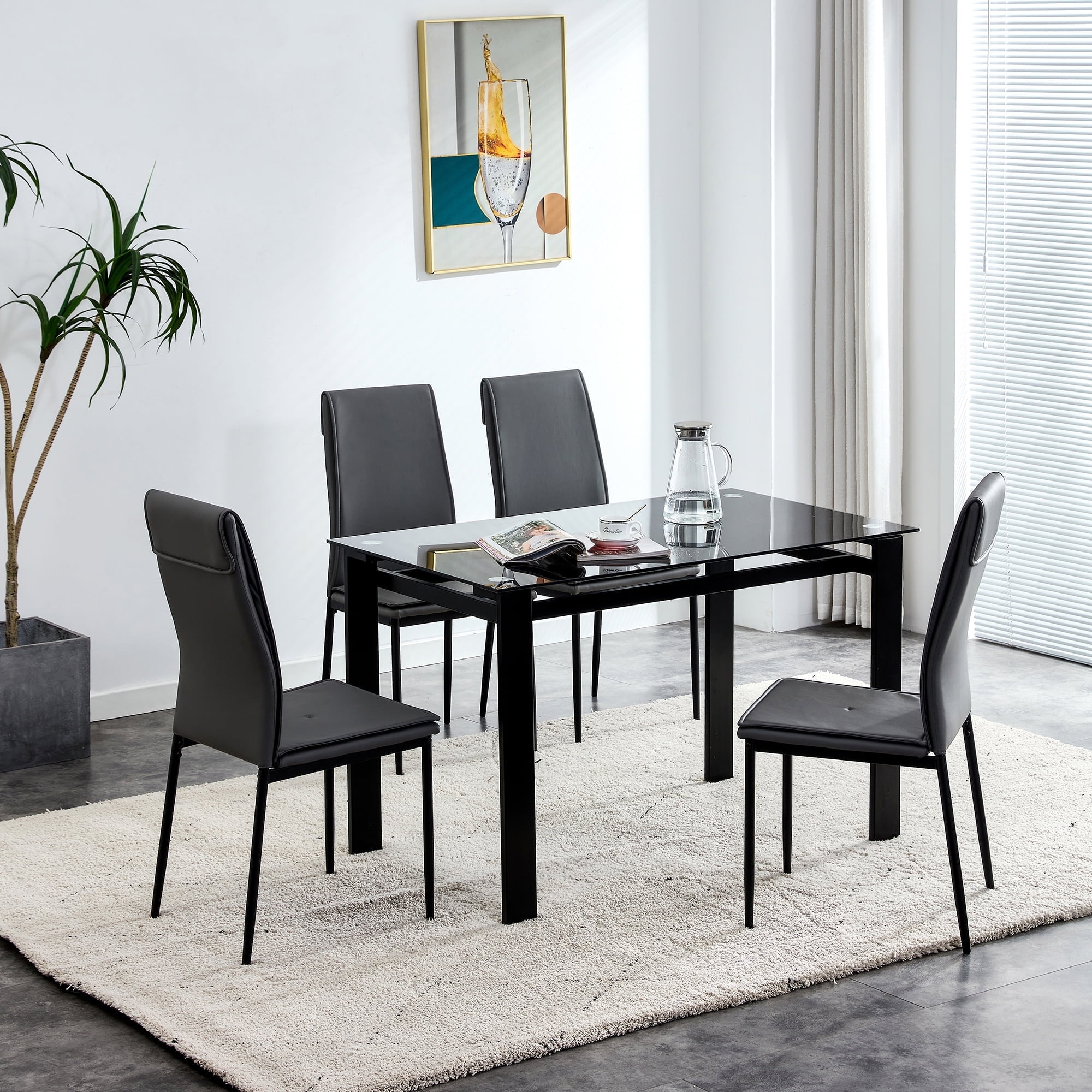 Topcobe 4 Pieces Modern Armless Dining Chairs, Elegant Design Side Chairs for Kitchen Dining Room, Black Topcobe 4 Pieces Modern Armless Dining Chairs, Elegant Design Side Chairs for Kitchen Dining Room, Black
