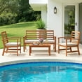 thumbnail image 1 of Topcobe 4 Pieces Outdoor Furniture Set with Stable Acacia Wood Frame, Patio Furniture Sets, Beige, 1 of 6
