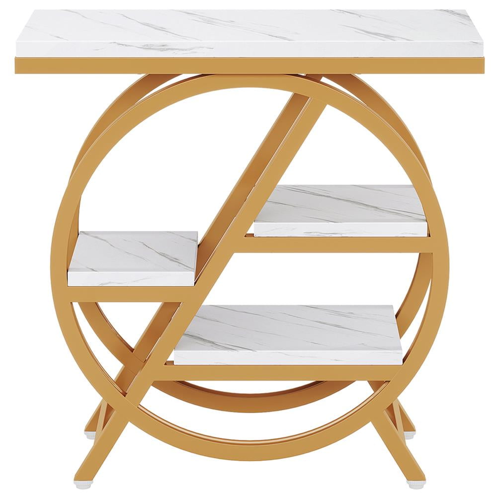 Topcobe 4-Tier End Table, Small Side Table Snack Table with Storage Shelves, Modern Furniture for Indoor, White