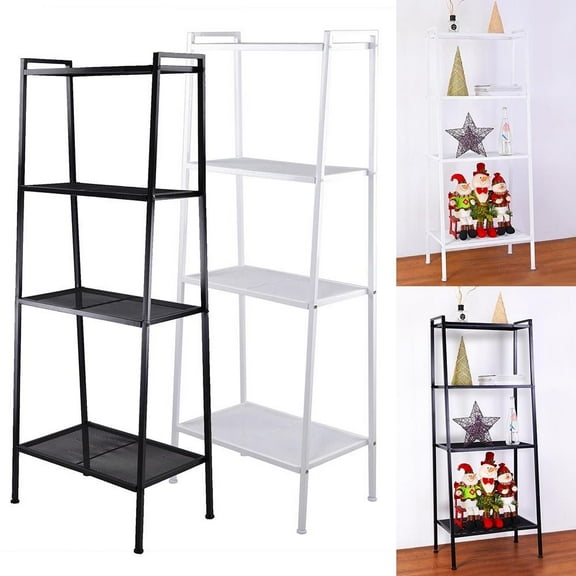 Topcobe Multifunctional Ladder Shelf Stand Metal Storage Shelves Rack, Ivory White, 4-Tier