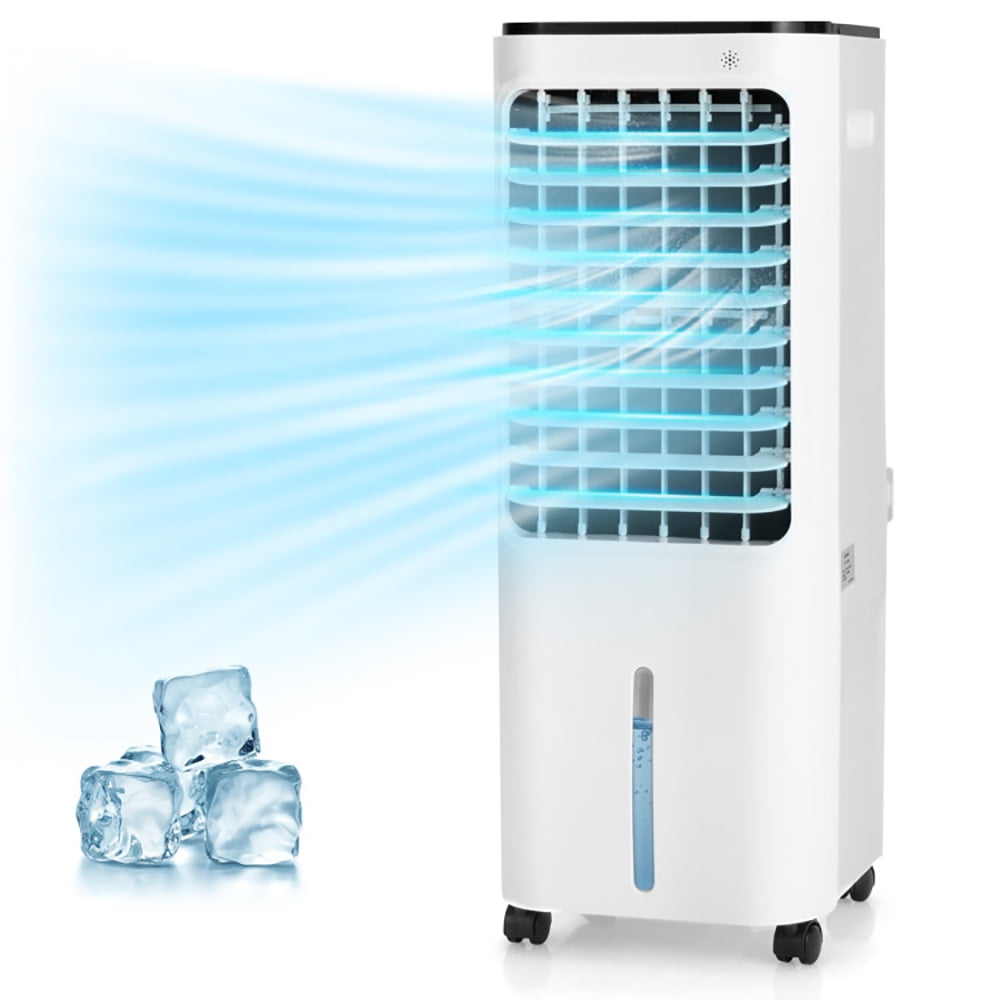 Topcobe 4-in-1 Evaporative Air Cooler with 12L Water Tank and 4 Ice Boxes, Quiet Bladeless Floor Powerful Fan for Room Office, White