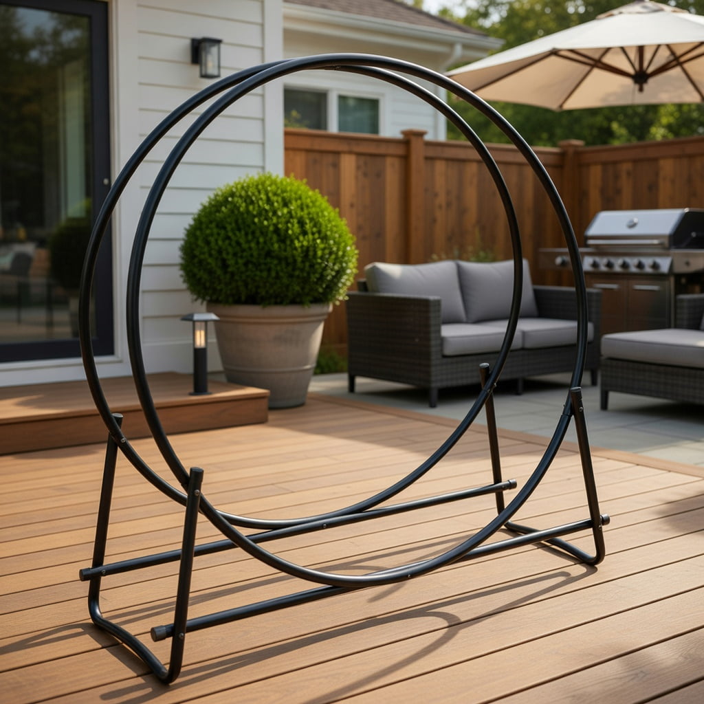 Topcobe 40" Tubular Steel Firewood Storage Rack, Firewood Rack Outdoor