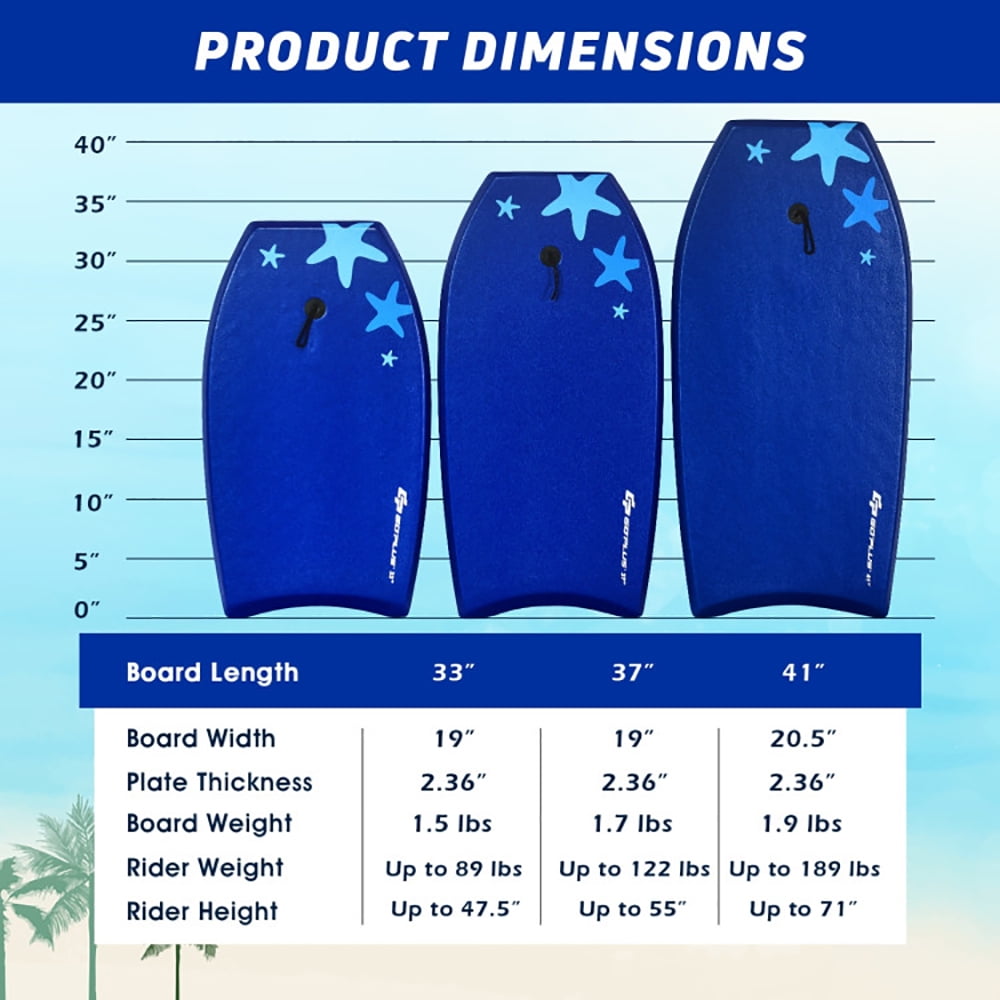 Topcobe 41 Inch Lightweight Super Portable Surfing Bodyboard, Wide Stable Design, Non-Slip Comfort Deck-L