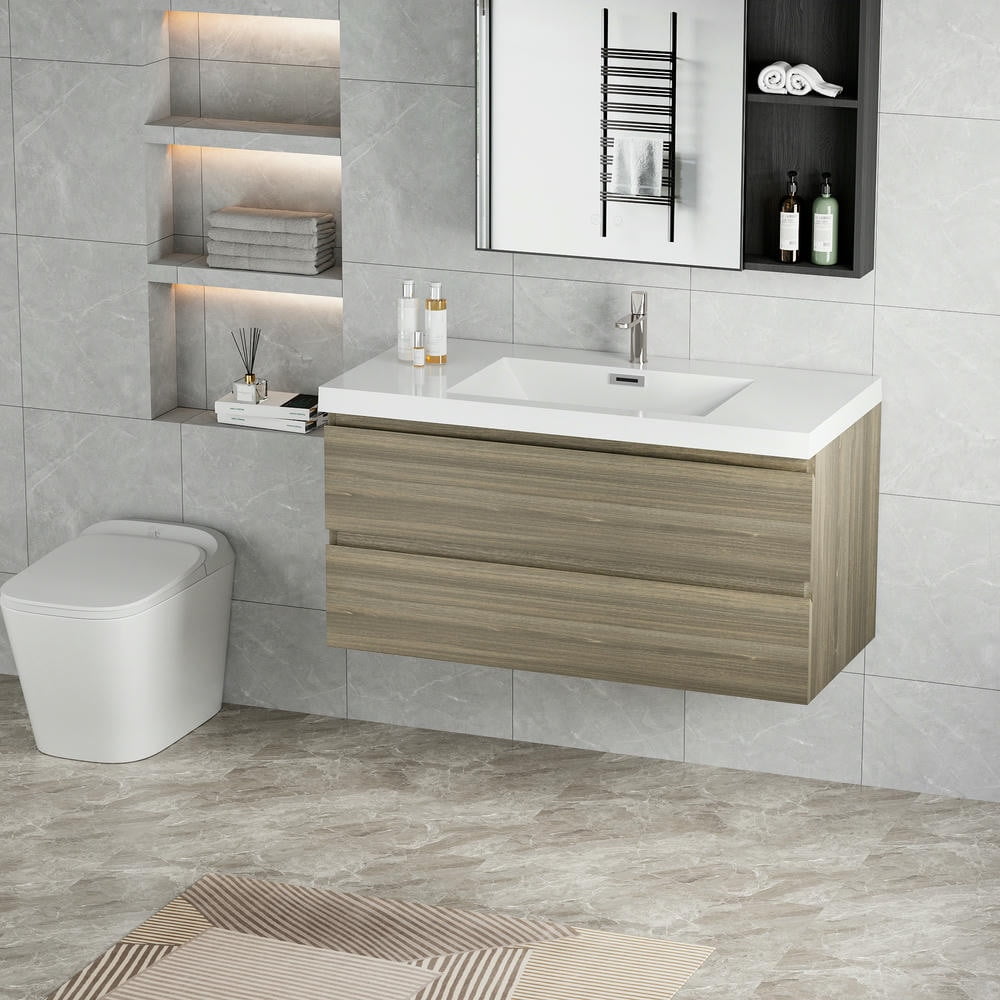 Topcobe 42" Floating Bathroom Vanity with Sink, Modern Wall-Mounted ...