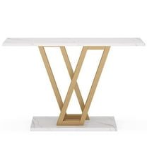 Topcobe 43 Inch Console Table, Industrial Entryway Hallway Table, Modern Furniture for Indoor, White