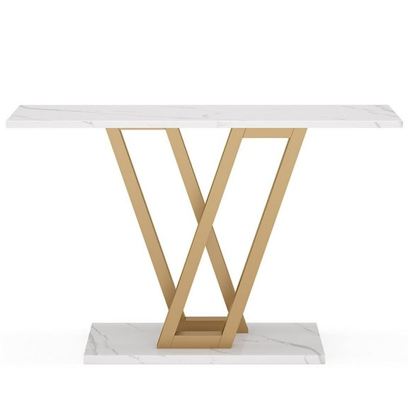 Topcobe 43 Inch Console Table, Industrial Entryway Hallway Table, Modern Furniture for Indoor, White