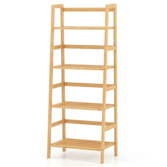 Topcobe 47.5" 4-Tier Multifunctional Bamboo Bookcase Storage Stand Rack, Tall Bookshelf Modern Book Case for Books, CDs, Movies, Corner Storage Organizer for Bedroom Home Office
