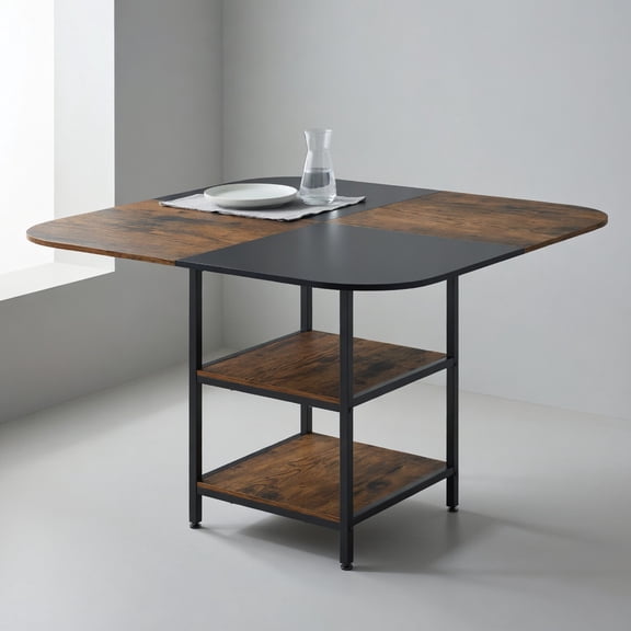 Topcobe 47.5 Inch Modern Dining Table Square Kitchen Table with Mix-Colored Tabletop, Modern Furniture for Dining Room-Rustic Brown