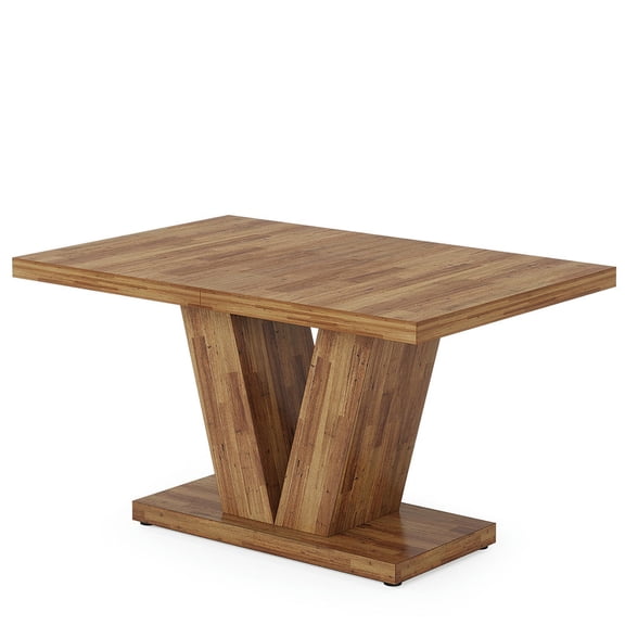 Topcobe 47" Dining Table, Farmhouse Wooden Kitchen Dinner Table with Duty Pedestal, Modern Kitchen Table, Dining Room Furniture, Walnut Brown