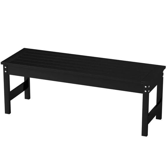 Topcobe 47-Inch All-Weather Outdoor Bench, Sturdy Slatted Patio Bench for Yard, Porch, Park, Comfortable Seating Solution, Black